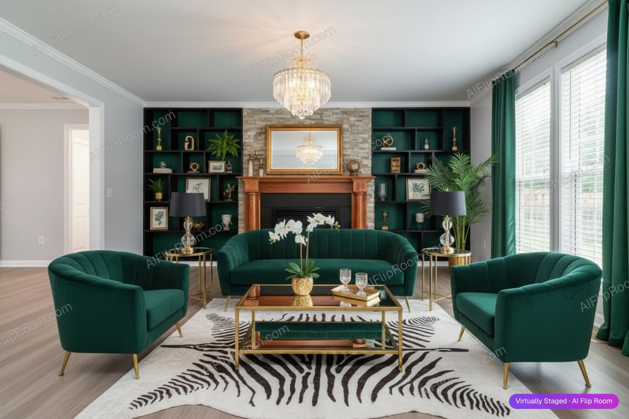 Hollywood Regency interior — AI virtual staging