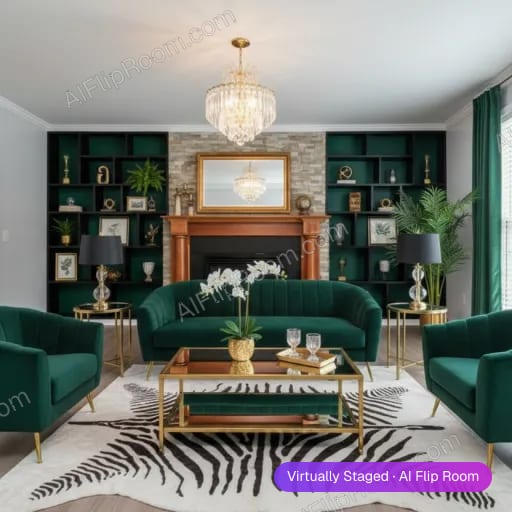 Hollywood Regency interior — AI virtual staging