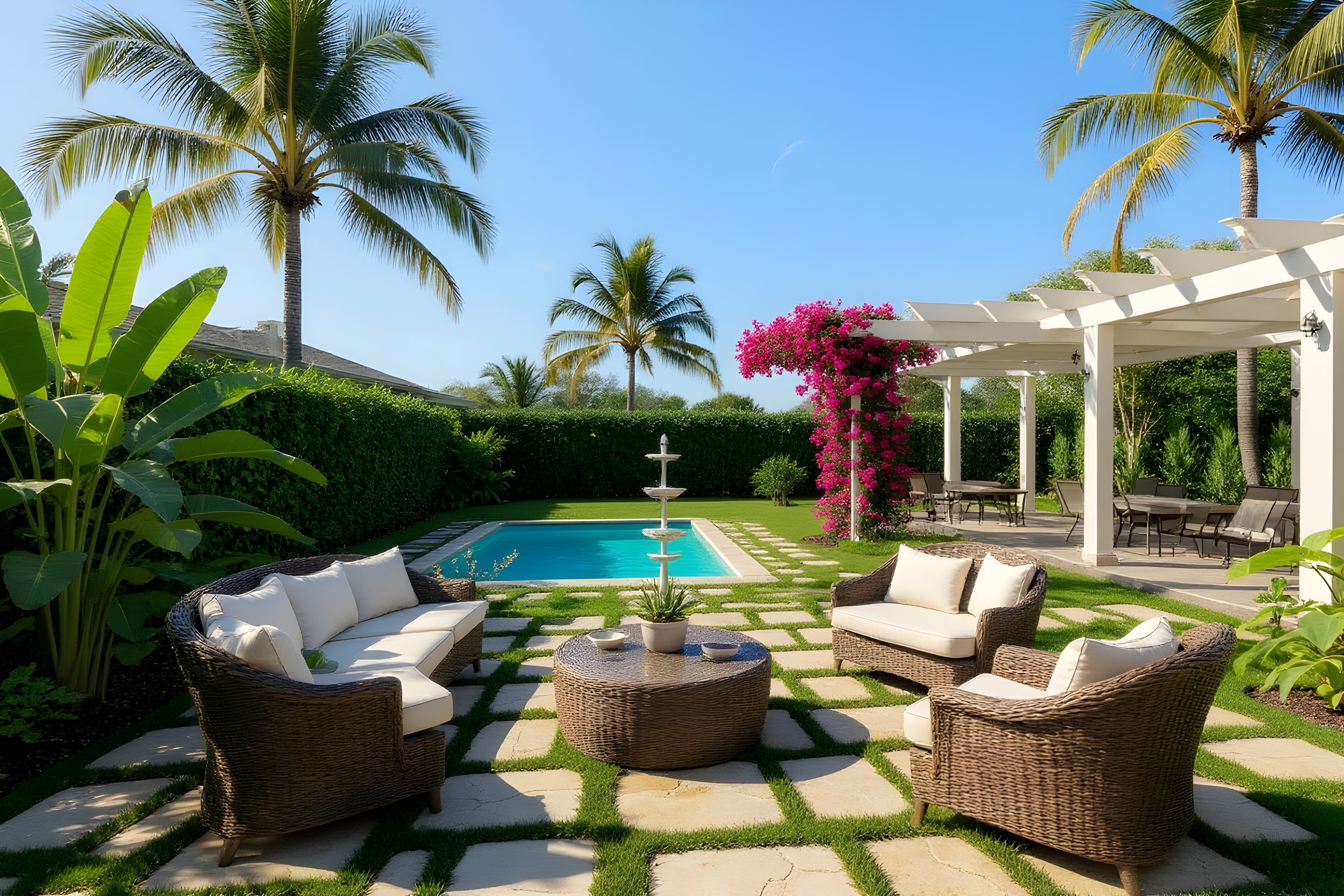 Tropical Outdoor room — AI outdoor staging