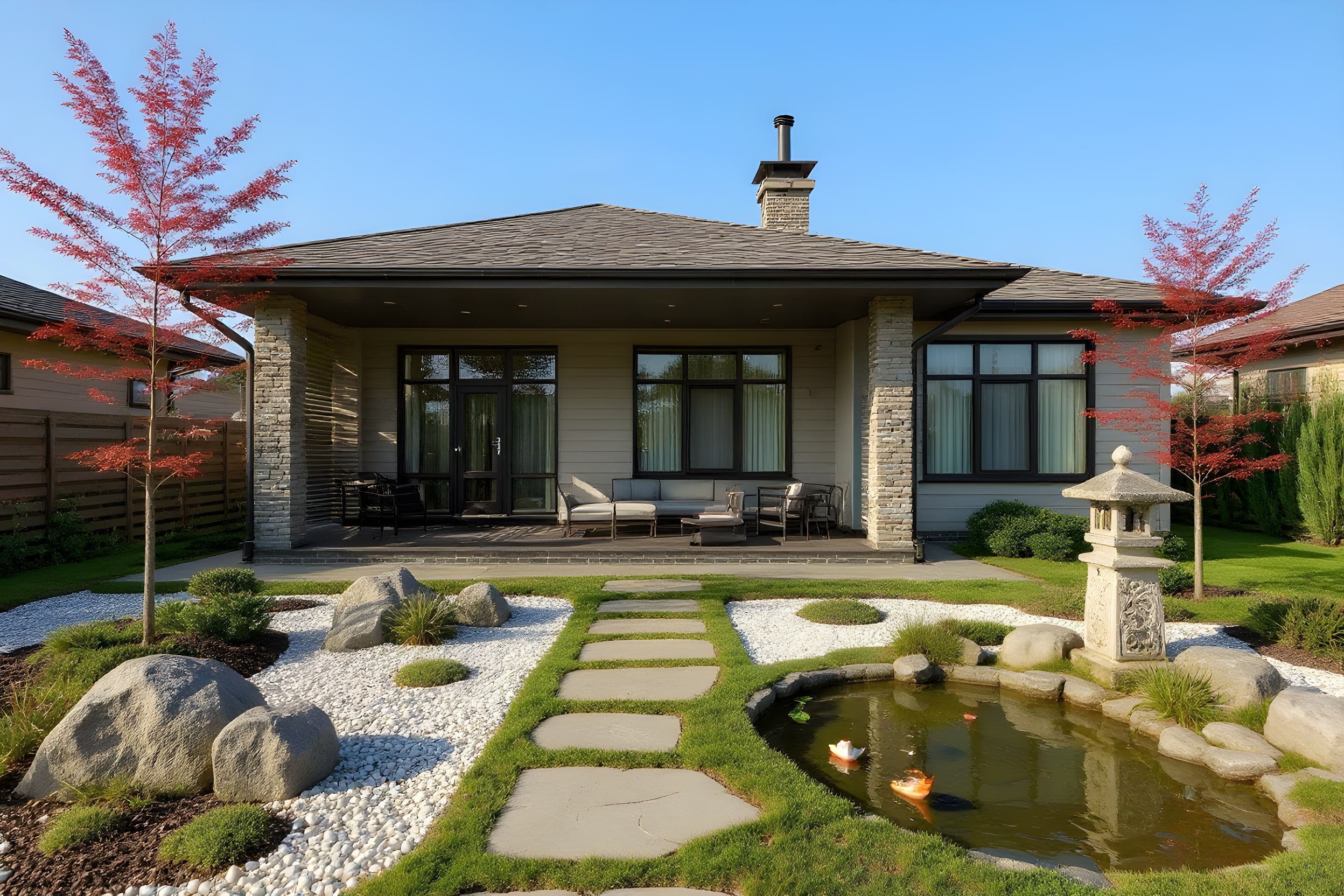 Japanese Zen Garden room — AI outdoor staging