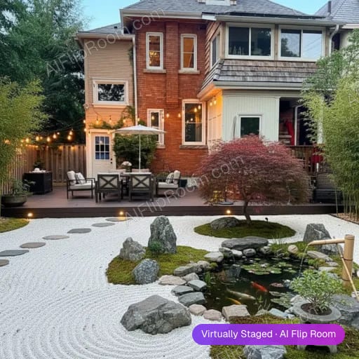 Japanese Zen Garden room — AI outdoor staging