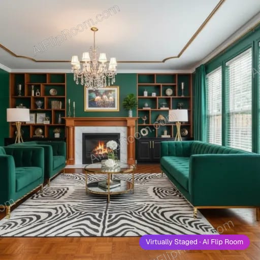 Hollywood Regency interior — AI virtual staging