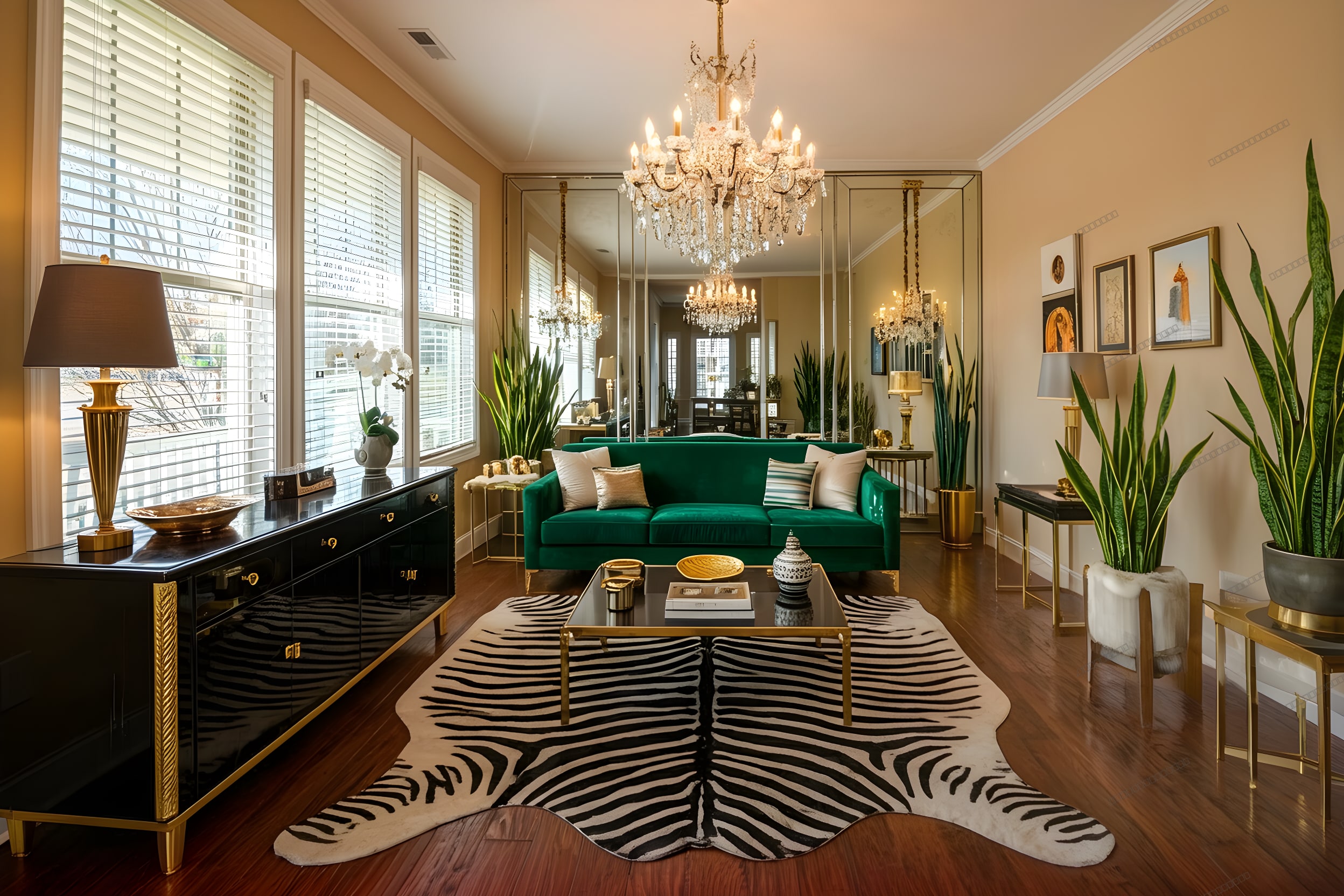 Hollywood Regency room — AI virtual staging