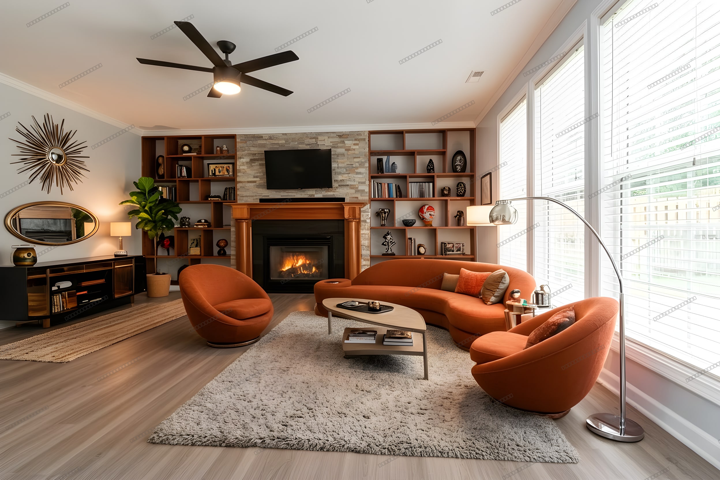 Retrofuturism room — AI virtual staging