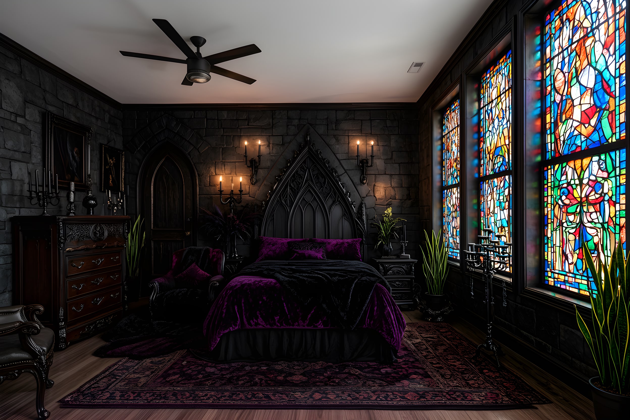 Gothic Revival room — AI virtual staging